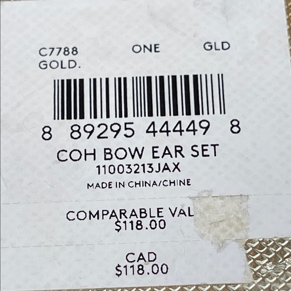 2.10.26-11 Coach Goldtone Bows & Signature “C” w/ Crystal 2 pr. Earrings Set - Picture 7 of 7